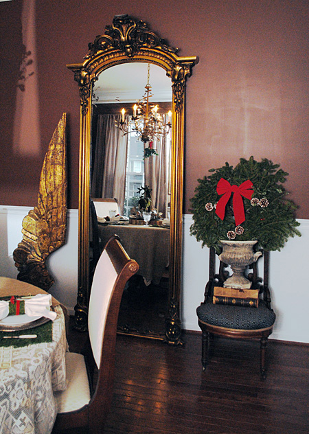 Gold Mirror in dining room