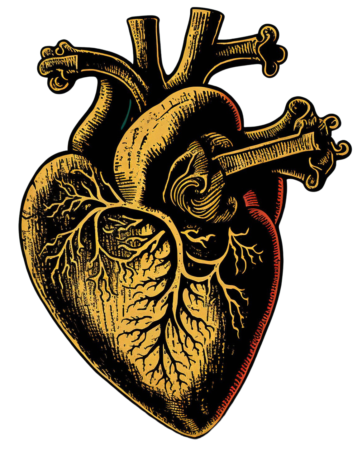 The human heart viewed from the front, hand drawn medical illustration,  color pencils drawing with imitation of lithography Stock Illustration |  Adobe Stock