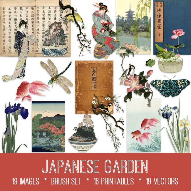Japanese Garden ephemera vintage images
