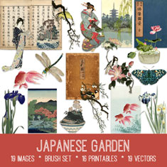 vintage Japanese Garden ephemera bundle