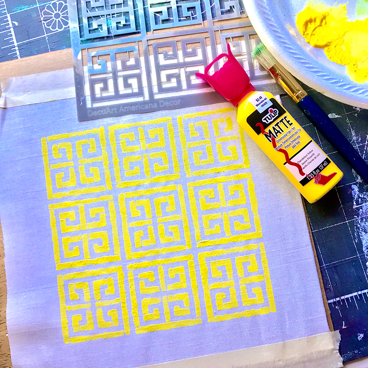 Hand Dyeing Gallery: puffy fabric paint with a stencil