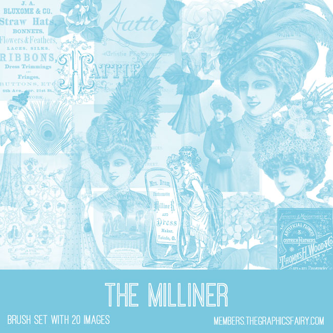 vintage The Milliner ephemera brush set