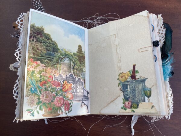 Junk journal spread with garden image