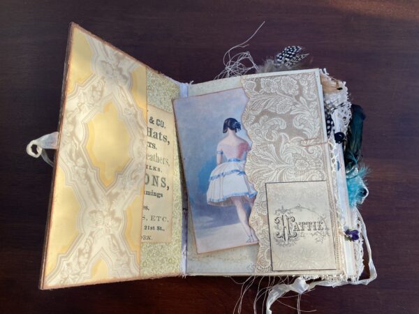 Junk journal spread with dancer image