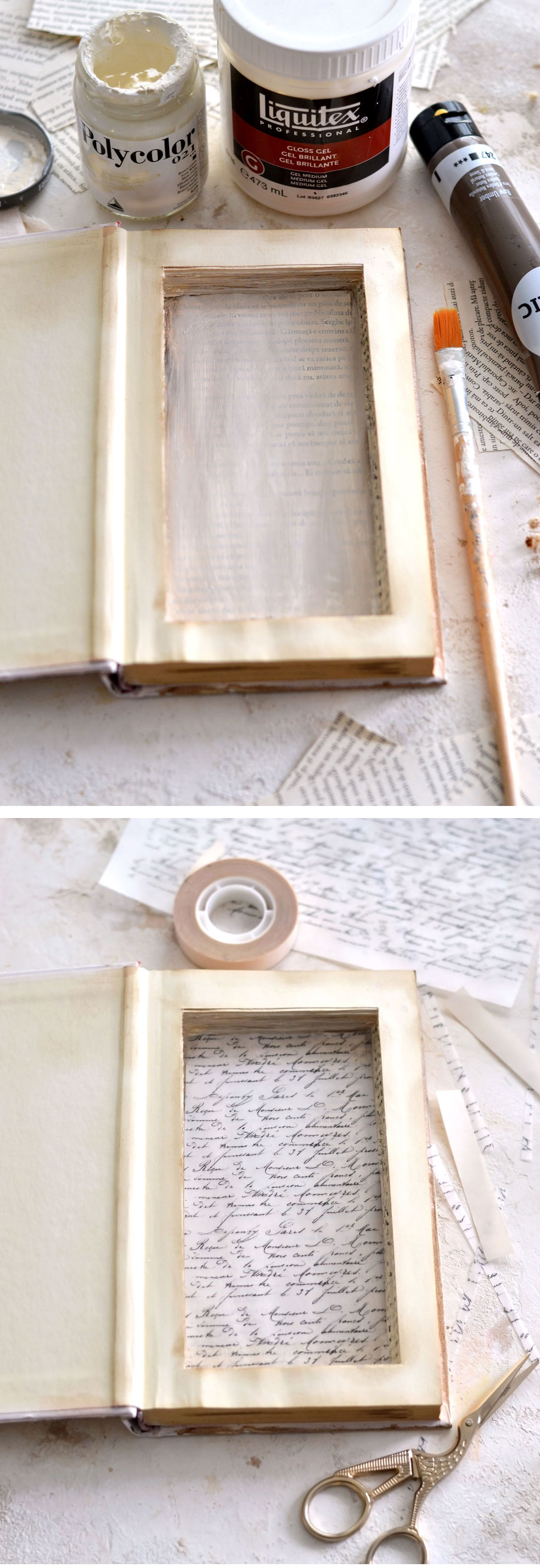 DIY Book Box French decorating the interior