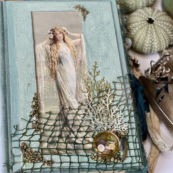 Junk Journal cover with mermaid image