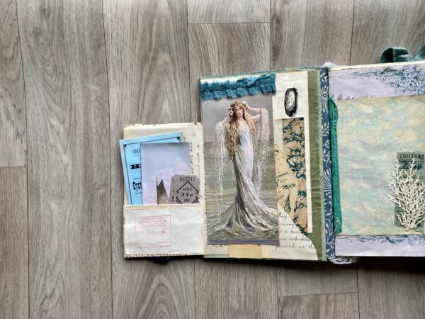 Junk journal cover with mermaid tag