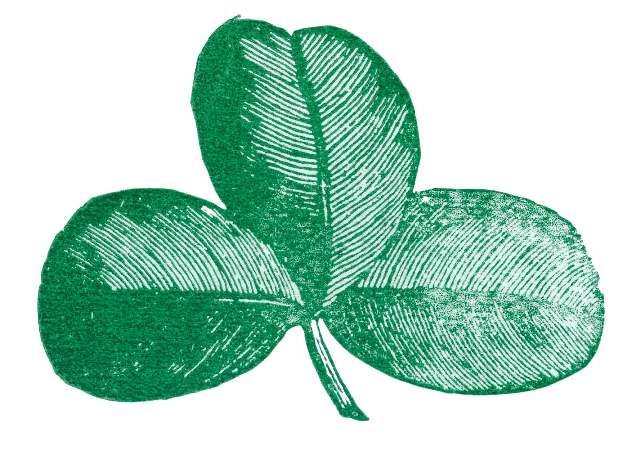 Cute green four leaf clover clip art set