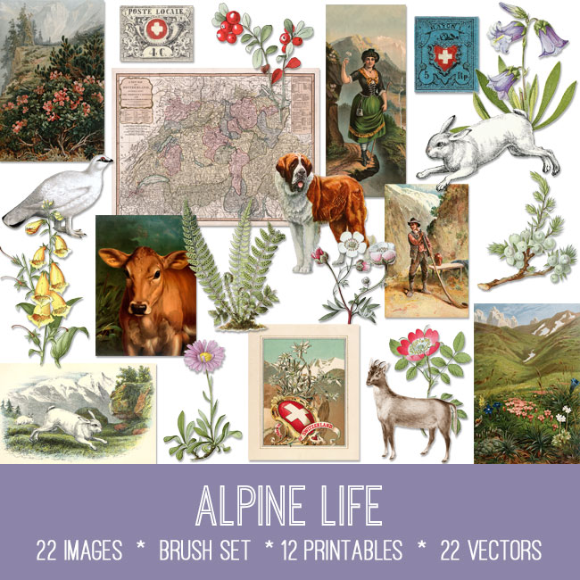 Alpine Life Ephemera vintage images
