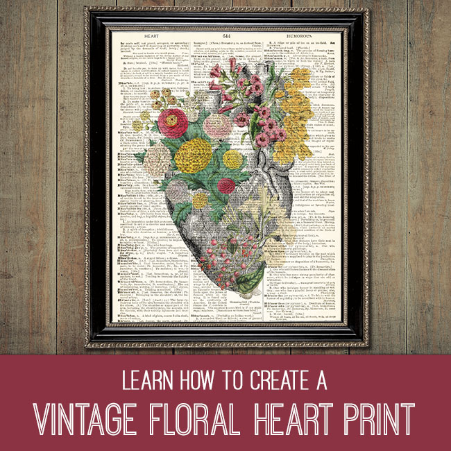 Vintage Floral Heart Print PSE tutorial