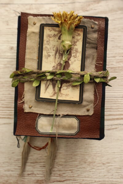 Junk journal cover with dried flower