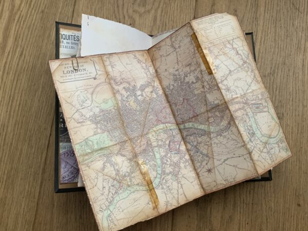 Junk journal spread with old map