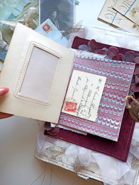 Junk journal spread with vintage letter