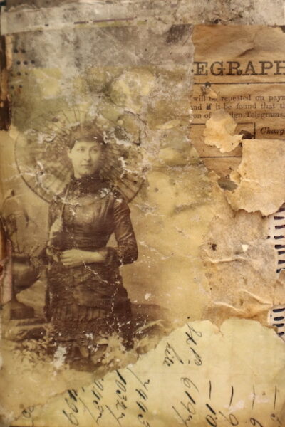 Junk journal spread with distressed photo