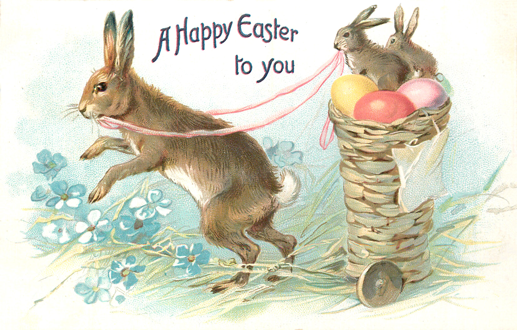 Paper Paper Party Supplies Vintage Easter Postcard Brown Bunny Rabbit Pulling Big Egg Etna Com Pe