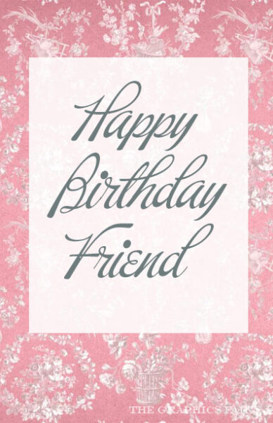 Pink Toile Downloadable Birthday Card