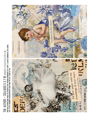 Set of two collaged papers using The Author Bundle images