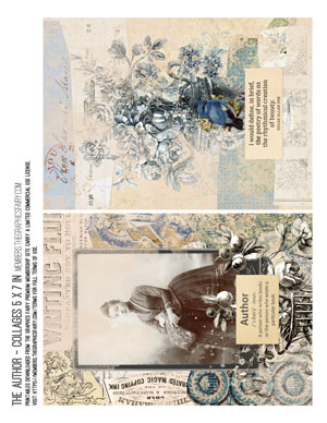 Set of two collages using The Author Bundle vintage images