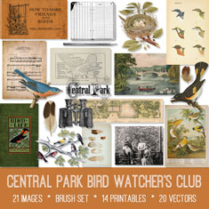 vintage Central Park Bird Watcher's Club ephemera Bundle