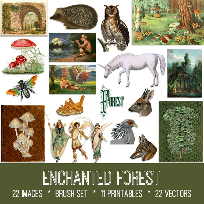 Enchanted Forest ephemera vintage images