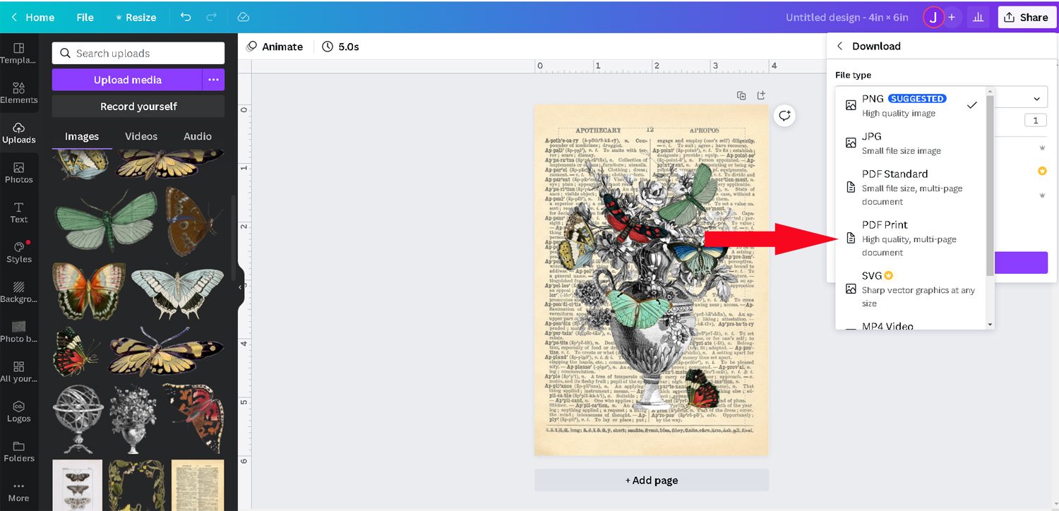 Create a PDF Print in Canva