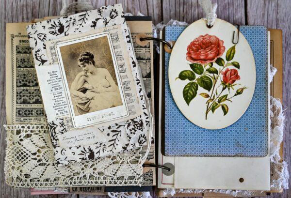 Junk journal spread with booklet