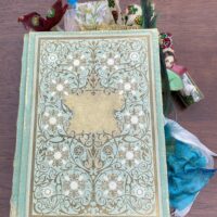 Pale green and gold junk journal cover