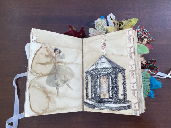 Junk journal spread with gazebo