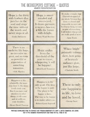 The Beekeeper's Cottage assorted printable quotes