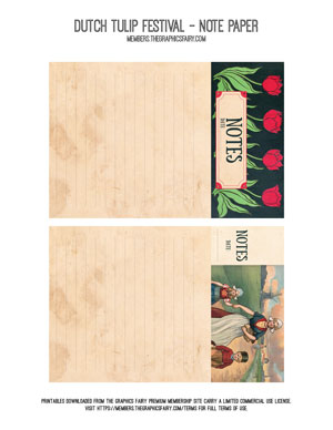 Dutch Tulip Fesitval Printable Note Paper