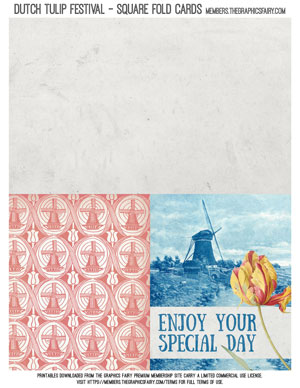 Printable Dutch Tulip Festival Square Fold Card
