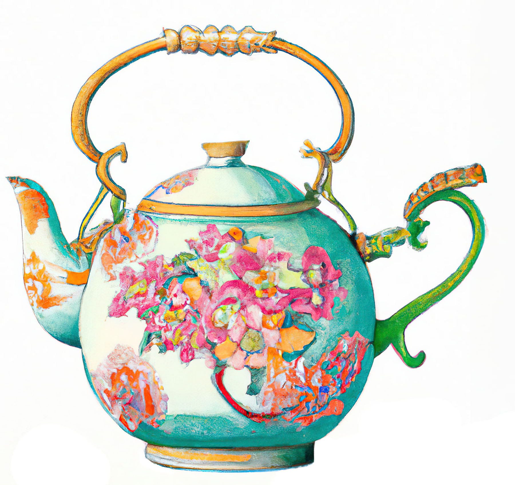 Floral China Teapot clipart