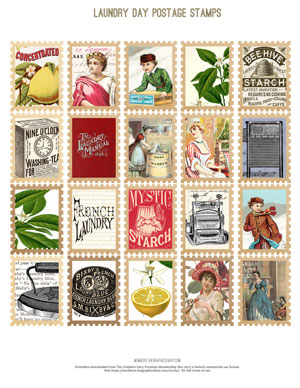 Laundry Day Assorted Printable Postage Stamps