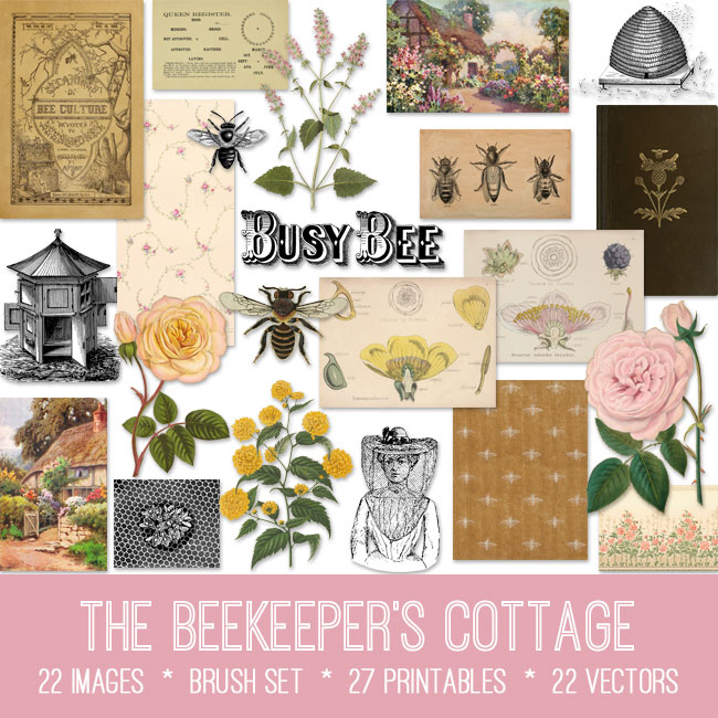 The Beekeeper's Cottage ephemera vintage images
