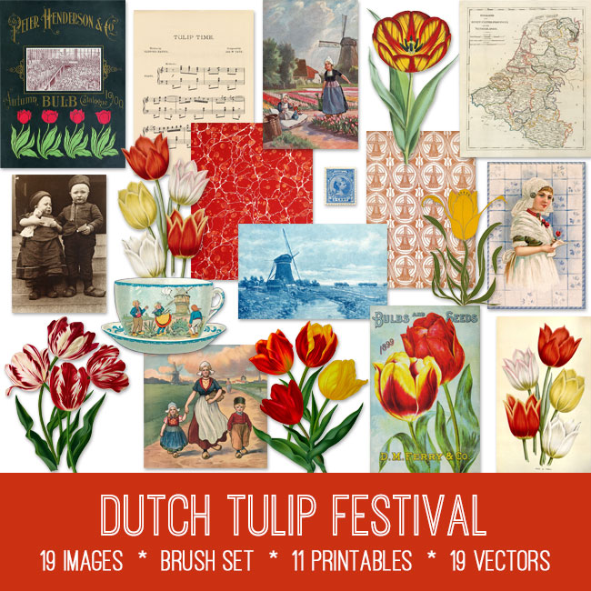 Dutch Tulip Festival ephemera vintage images