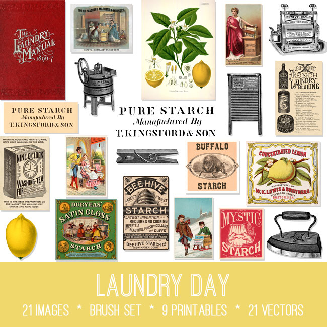 Laundry Day Ephemera Vintage Images