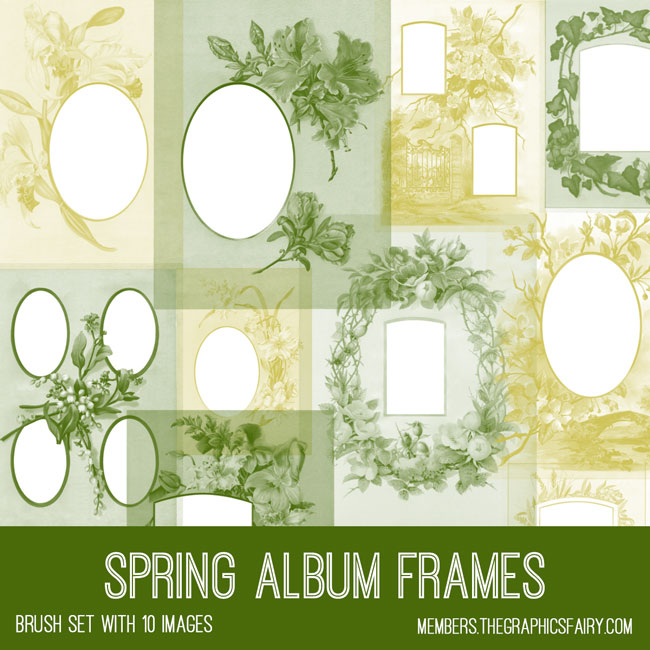 Vintage Spring Album Frames Ephemera Brush Set
