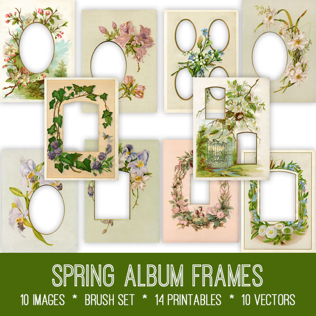Spring Album Frames Ephemera Vintage Images