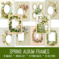 Vintage Spring Album Frames Ephemera Bundle