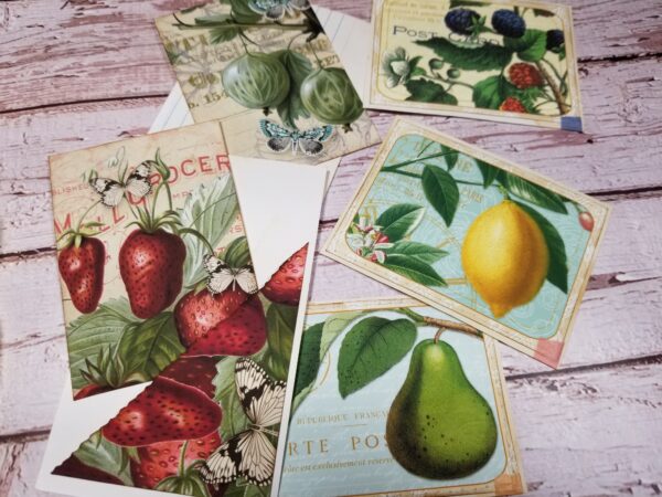 Junk journal cards with fruit images