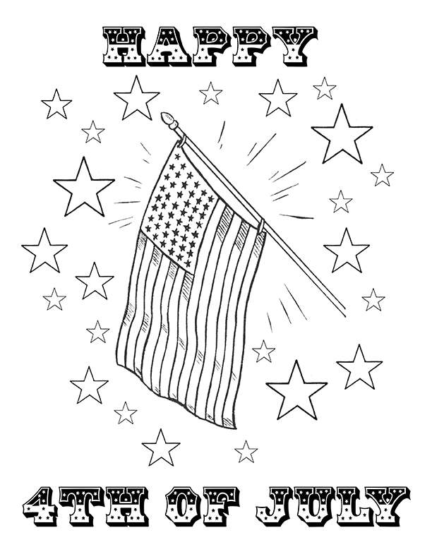 4th of July Flag Coloring Page