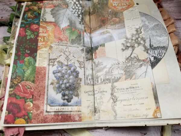 Junk journal spread with vineyard images