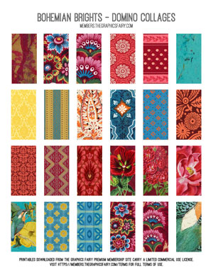 Assorted Printable Bohemian Brights Domino Collages
