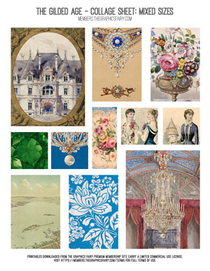 The Gilded Age Vintage Ephemera Collage Sheet Mixed Sizes