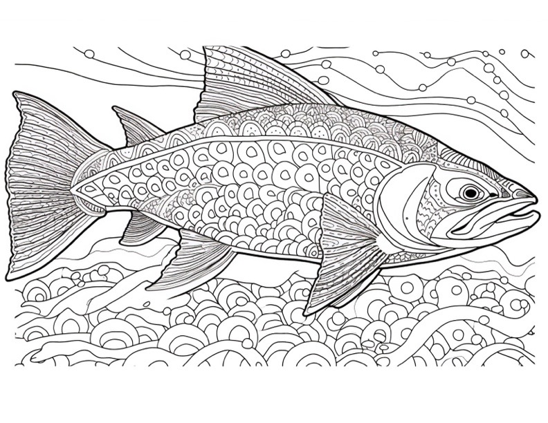 Fish under water coloring sheet