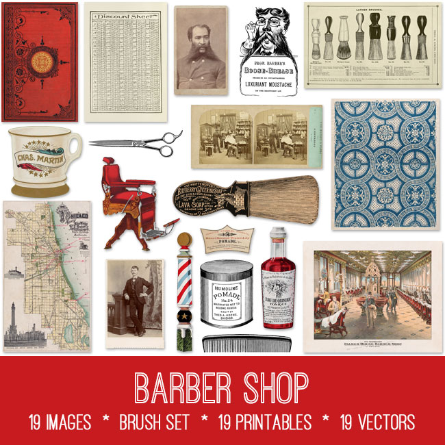 Barber Shop ephemera vintage images