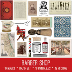 vintage Barber Shop ephemera Bundle