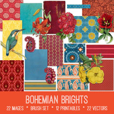 Vintage Bohemian Brights Ephemera Bundle