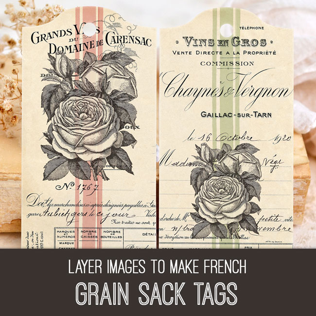 French Grain Sack Tags PSE Tutorial