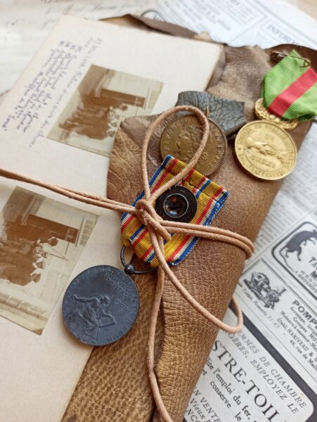 Junk journal spread with medals